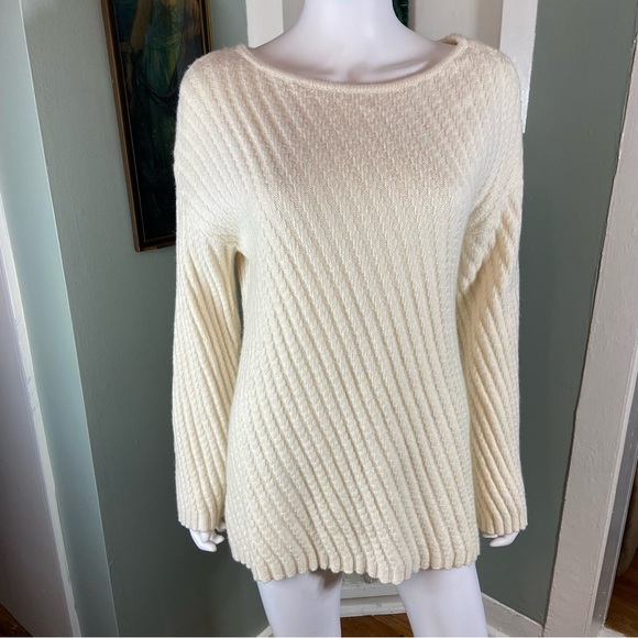 Ann Taylor Sweaters - Ann Taylor Alpaca/Wool/Nylon Blend Cream Ivory White Ribbed Chunky Sweater M
